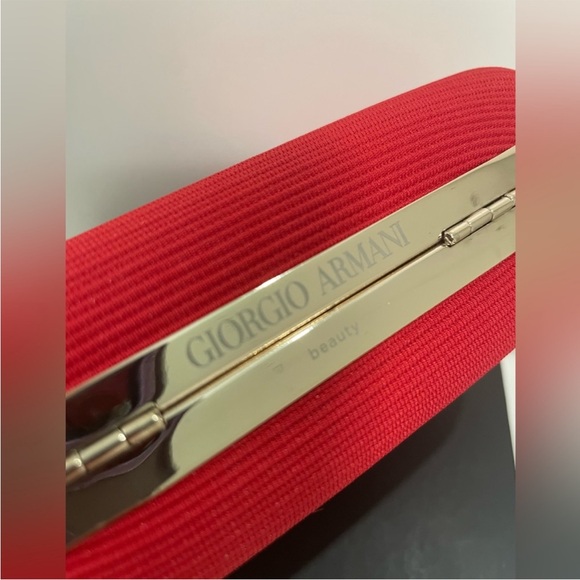 Giorgio Armani Red Clutch with Gold Logo - Picture 9 of 12